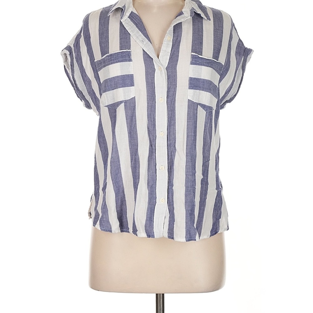 Lucky Brand Blue and White Striped Button Down Shirt